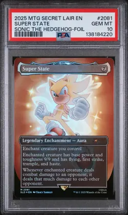 PSA 10 SUPER STATE SONIC HEDGEHOG FOIL #2081 2025 MTG SONIC HEDGEHOG SECRET LAIR - Image 1