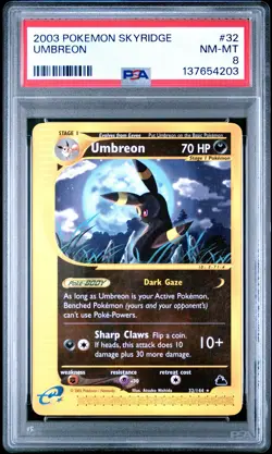 2003 POKEMON SKYRIDGE #32 UMBREON PSA 8 - Image 1