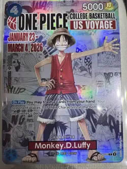 One Piece College Basketball US Voyage Monkey.D.Luffy Card SEALED - Image 1