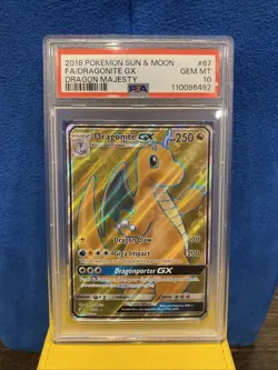 2018 Pokemon Sun & Moon Dragonite GX Dragon Majesty #67 PSA 10 GEM MT - Image 1