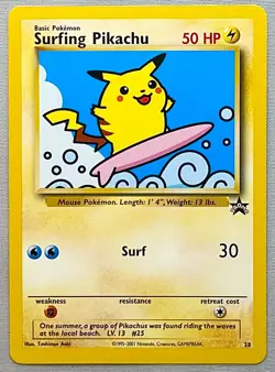 Pokemon Surfing Pikachu #28 - 2001 Wizards Black Star Promo - NM Condition! - Image 1
