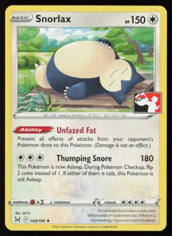 Pokemon Snorlax - 143/196 Prize Pack Series Cards Non-Holo Pack Fresh - NM - Image 1