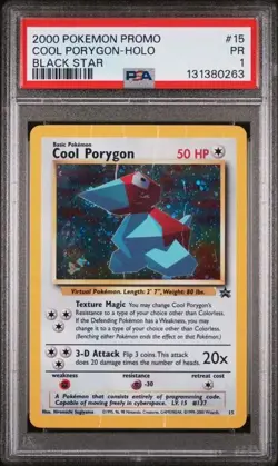 LOW POP NEW CERT - Pokemon Black Star Promo Cool Porygon #15 PSA 1 - Image 1