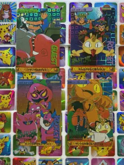 Pokemon Vintage Pocket Monsters Vending HOLO Prism (4x) Stickers 1998 Nintendo - Image 1