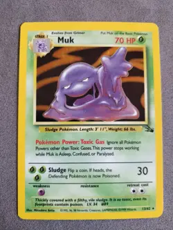 Muk 13/62 Fossil Set Holo Rare Pokemon Card 1999 - Image 1