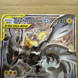 Pikachu & Zekrom Tag Team GX SM168 Alternate Full Art Holo Pokemon Card (French) - Image 5