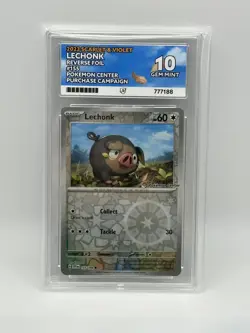 Lechonk Pokemon Center Stamp 155/198 Reverse Holo Graded Promo - ACE 10 - Image 1