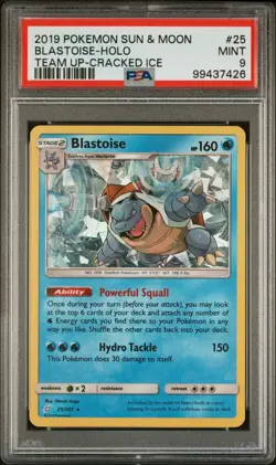2019 POKEMON SUN & MOON TEAM UP 25 BLASTOISE-HOLO CRACKED ICE PSA 9 - Image 1