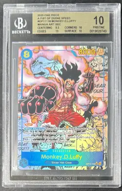 BGS 10 One Piece OP11-118 SEC* Monkey.D.Luffy Manga Art - ENG - Foil - Graded - Image 1