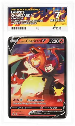 Pokemon Lance's Charizard V SWSH133 Celebrations Promo ACE 7 - Image 3