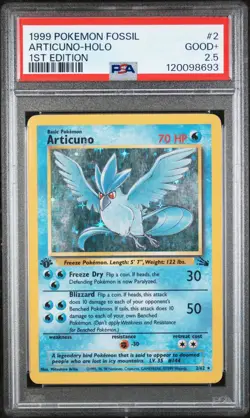 Pokemon 1999 Fossil Articuno #2 Holo 1st Edition PSA 2.5 - Image 1