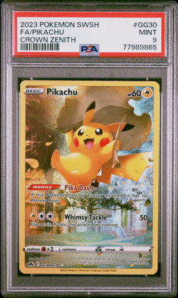 PSA 9 Pikachu GG30 Full Art Secret Rare Crown Zenith Pokemon Card - Image 1