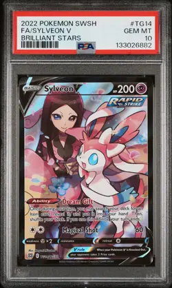 2022 POKEMON SWORD & SHIELD BRILLIANT STARS #TG14 FULL ART/SYLVEON V PSA 10 - Image 1