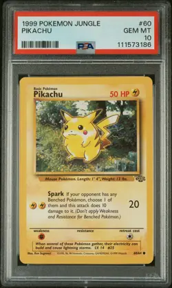 1999 POKEMON JUNGLE #60 PIKACHU PSA 10 - Image 1