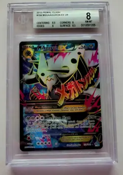 2015 POKEMON ENGLISH 154/160 M AGGRON EX PRIMAL CLASH BGS 8 - Image 1