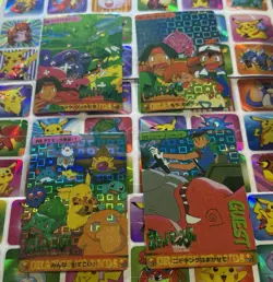 Pokemon Vintage Pocket Monsters Vending HOLO Prism (4x) Stickers 1998 Nintendo - Image 1