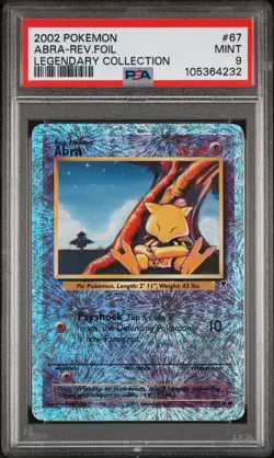 2002 POKEMON LEGENDARY COLLECTION #67 ABRA-REVERSE FOIL PSA 9 - Image 1
