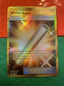 Pokemon TCG Wishful Baton 121/111 Crimson Invasion Secret Rare Gold Holo Card - Image 1