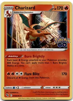 Charizard Holo Rare Pokemon GO 010/078 NM - Image 1
