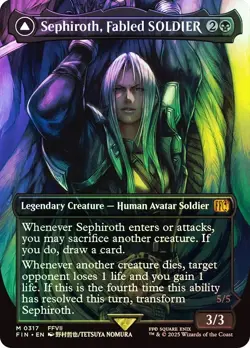 Magic MTG Final Fantasy Sephiroth, Fabled SOLDIER Borderless FOIL 317 NEAR MINT - Image 1