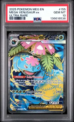 2025 POKEMON MEG EN-MEGA EVOLUTION ULTRA RARE #155 MEGA VENUSAUR EX PSA 10 GEM - Image 1