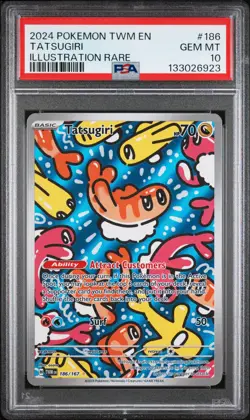 2024 POKEMON TWM EN-TWILIGHT MASQUERADE ILLUSTRATION RARE #186 TATSUGIRI PSA 10 - Image 1