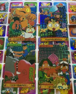Pokemon Vintage Pocket Monsters Vending HOLO Prism (4x) Stickers 1998 Nintendo - Image 1