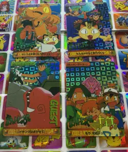 Pokemon Vintage Pocket Monsters Vending HOLO Prism (4x) Stickers 1998 Nintendo - Image 2