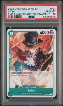 PSA 10 Sabo - OP09-027 - 2nd Anniversary Tournament 2024 One Piece - Image 1