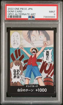 2022 One Piece OP01 Japanese DON!! CARD Luffy ALTERNATE ART PSA 9 Mint - Image 1
