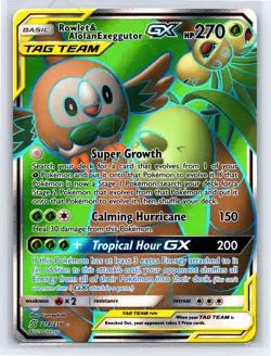 Rowlet & Alolan Exeggutor GX (FA) 214/236 - Pokemon Unified Minds - Holo - MP - Image 1