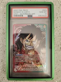 One Piece TCG OP01-003 Monkey.D.Luffy Alt Art PSA 10 PRE-ERRATA LABEL EN - Image 3