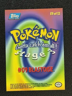 Blastoise 1999 Topps Pokemon Evolution HOLO RAINBOW FOIL E9 Of 12 BLUE LOGO - Image 2