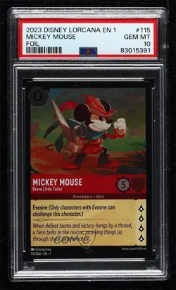 2023 Lorcana The First Chapter 1 Foil Mickey Mouse - Brave Little Tailor PSA 10 - Image 1