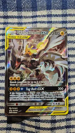 Pokemon TCG Pikachu And Zekrom GX Promo SM168 Tag Team Full Art Near Mint - Image 2