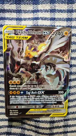Pokemon TCG Pikachu And Zekrom GX Promo SM168 Tag Team Full Art Near Mint - Image 3
