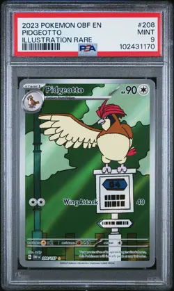 2023 POKEMON OBF EN-OBSIDIAN FLAMES #208 PIDGEOTTO ILLUSTRATION RARE PSA 9 - Image 1
