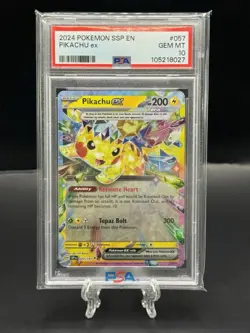 Pokemon Pikachu EX 57/191 SV Surging Sparks PSA 10 GEM MINT - Image 1