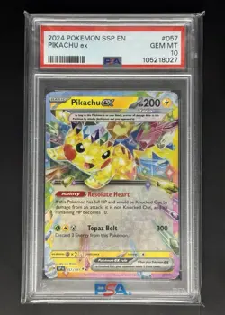 Pokemon Pikachu EX 57/191 SV Surging Sparks PSA 10 GEM MINT - Image 2