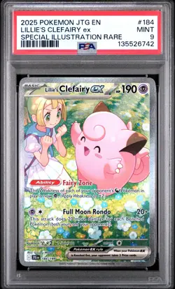 2025 POKEMON JTG EN-JOURNEY TOGETHER #184 LILLIE'S CLEFAIRY EX PSA 9 - Image 1