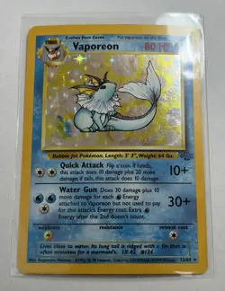 Vaporeon 12/64 Pokemon Card TCG- Jungle - Holo - Blue Ink Error MP - Image 1