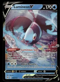 Pokemon Cards Lumineon V 040/172 Brilliant Stars Holo Rare V NM - Image 1
