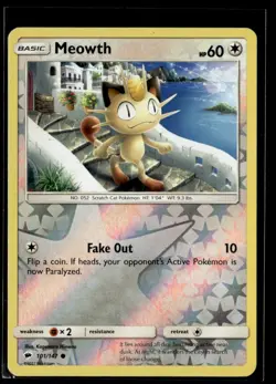 2017 Sun & Moon - Burning Shadows reverse holo 1 Meowth Basic/Common #101 - Image 1