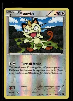 2016 XY - Fates Collide Meowth Basic/Common #74 - Image 1