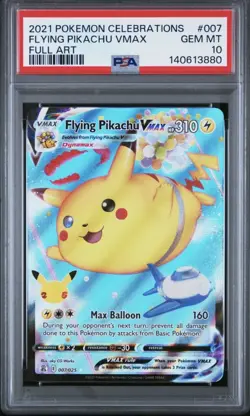 2021 POKEMON CELEBRATIONS #007 FULL ART/FLYING PIKACHU VMAX PSA 10 New Cert - Image 1