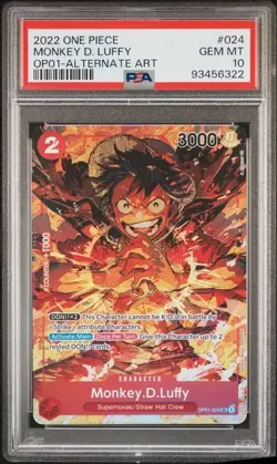 One Piece Card Game TCG Monkey D. Luffy OP01-024 Alt Alternate Art PSA 10 - Image 1