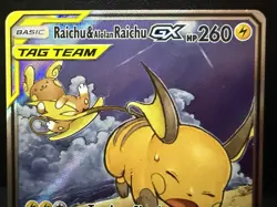 Pokemon Raichu & Alolan Raichu GX 221/236 Tag Team Alt Art Unified Minds Read - Image 3