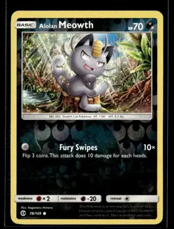 2017 Sun & Moon - Reverse Holo Alolan Meowth Basic/Common #78 - Image 1