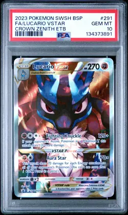 2023 POKEMON SWSH BLACK STAR PROMO #291 FULL ART/LUCARIO VSTAR PSA 10 - Image 1