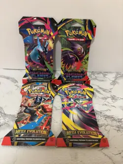 Pokemon TCG Mega Evolution AND Phantasmal Flames 4 NEW Sleeved Booster Packs - Image 1